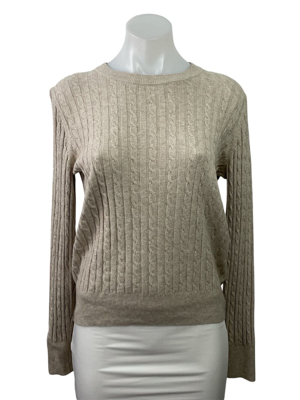 Gap Women's Gray Ribbed Knit Crew Neck Long Sleeve Pullover Sweater Top Size S